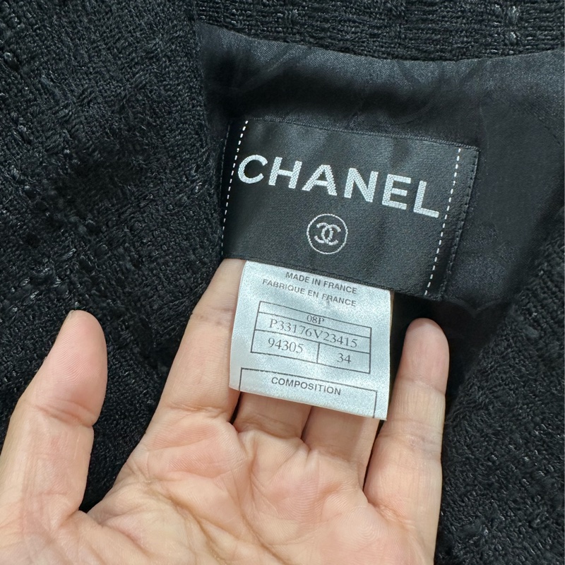 CHANEL 香奈兒 黑色 小香風 蝴蝶結 短大衣 西外 外套 西裝外套-21
