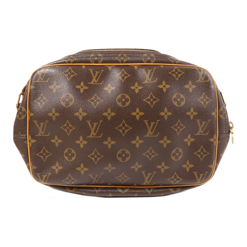 LOUIS VUITTON Monogram Reporter PM金扣肩背袋棕色-1