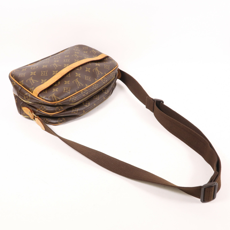 LOUIS VUITTON Monogram Reporter PM金扣肩背袋棕色-8