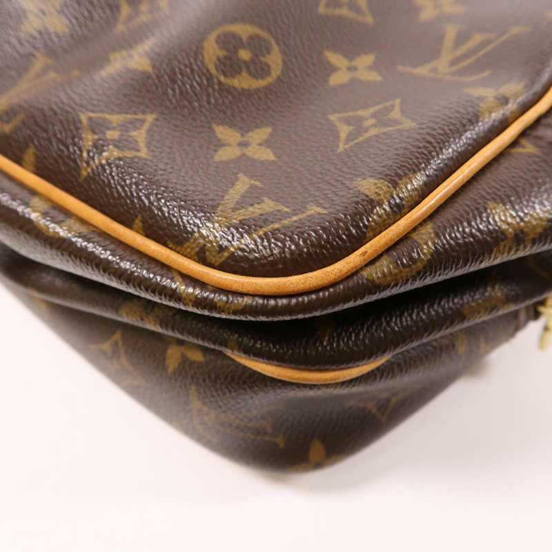 LOUIS VUITTON Monogram Reporter PM金扣肩背袋棕色-12