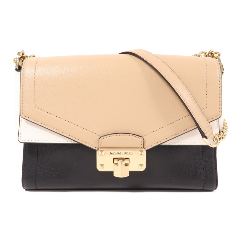 Michael Kors 牛皮皮革Chain Shoulder金扣鏈帶肩背袋-0