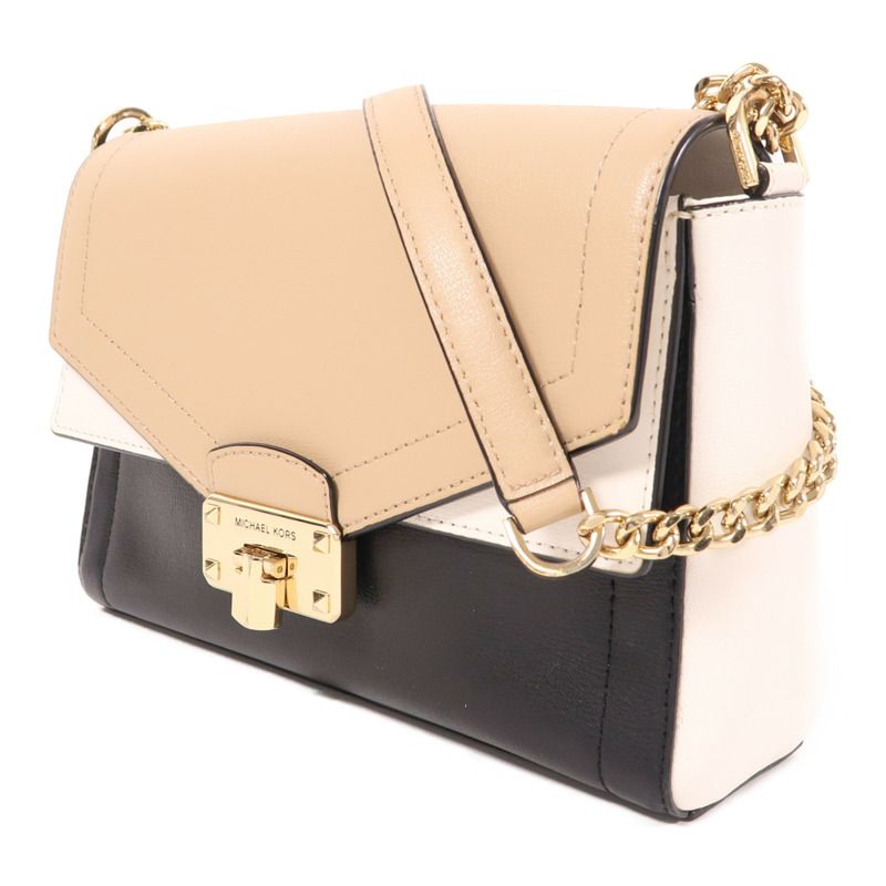 Michael Kors 牛皮皮革Chain Shoulder金扣鏈帶肩背袋-2
