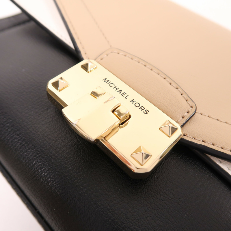 Michael Kors 牛皮皮革Chain Shoulder金扣鏈帶肩背袋-9