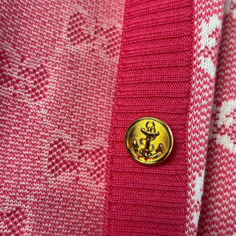 ::GUCCI:: 桃紅色 滿版雙G字母鉤花毛衣開衫經典Logo-6