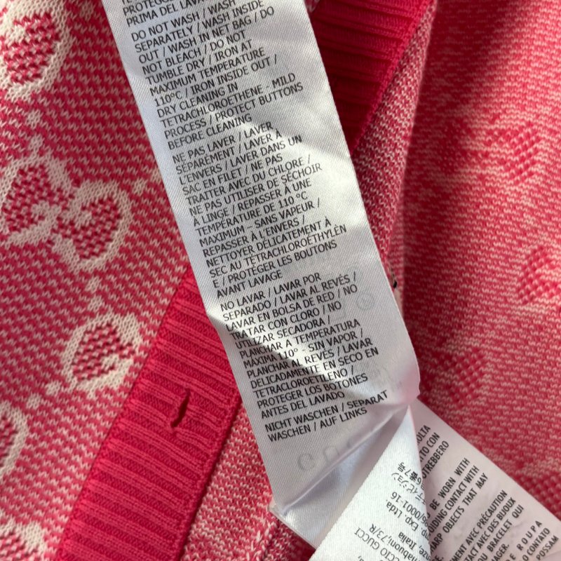 ::GUCCI:: 桃紅色 滿版雙G字母鉤花毛衣開衫經典Logo-13