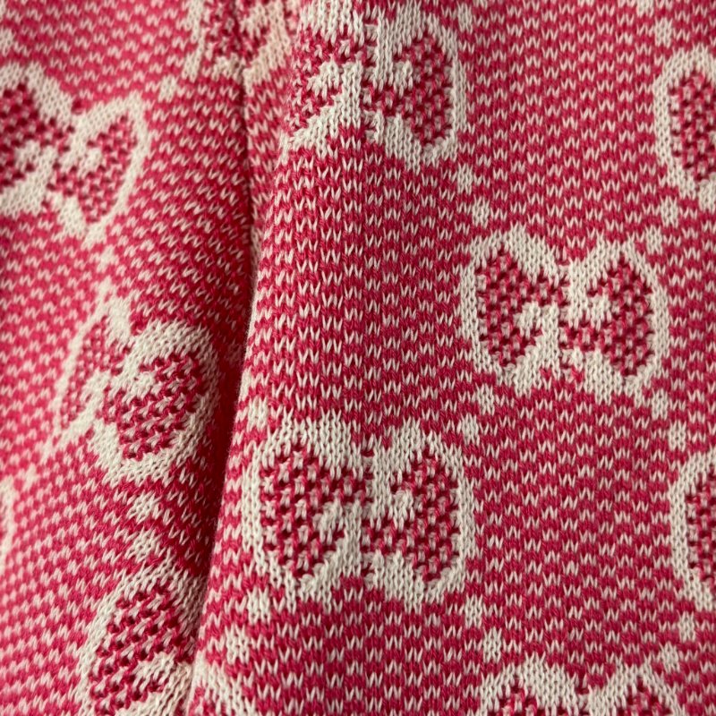 ::GUCCI:: 桃紅色 滿版雙G字母鉤花毛衣開衫經典Logo-17