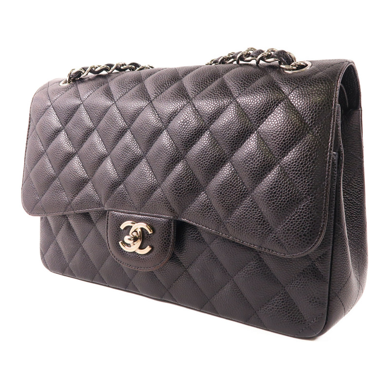 CHANEL 牛皮皮革Large Classic銀扣鏈帶肩背袋-2