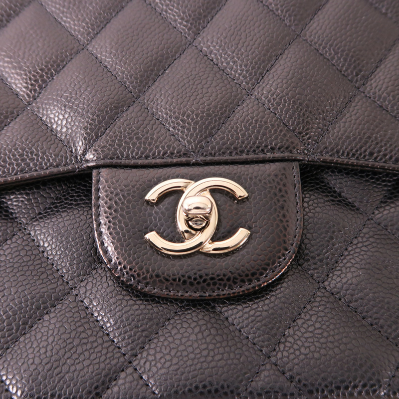 CHANEL 牛皮皮革Large Classic銀扣鏈帶肩背袋-10