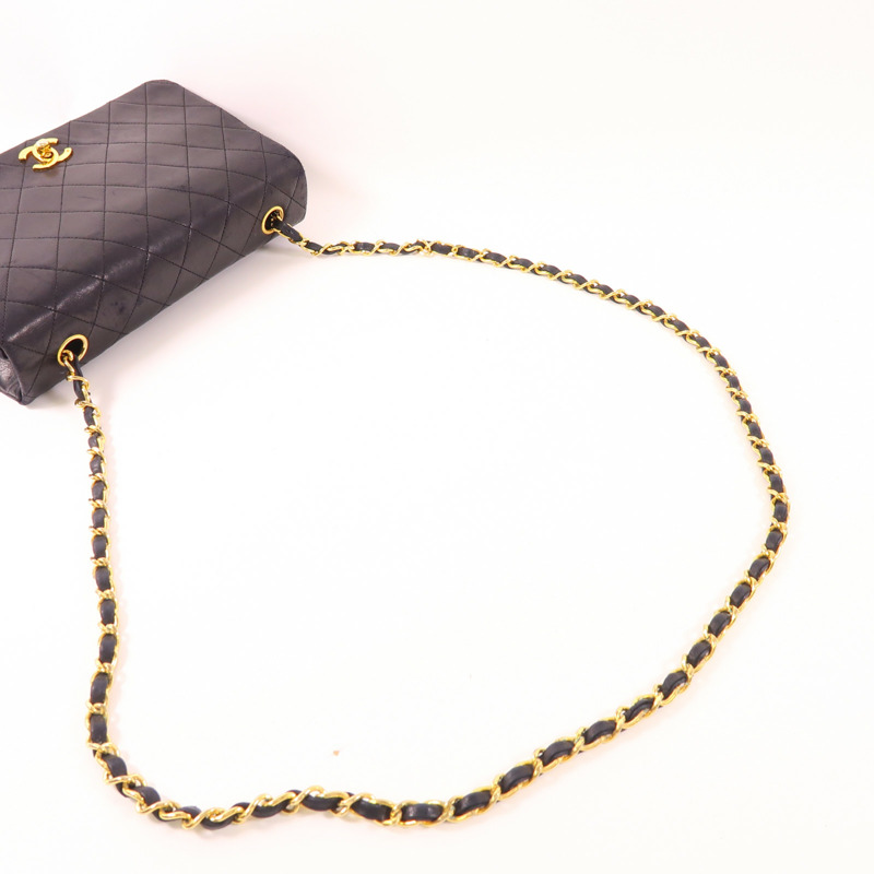 CHANEL 羊皮皮革Vintage Shoulder Bag金扣鏈帶肩背袋-4
