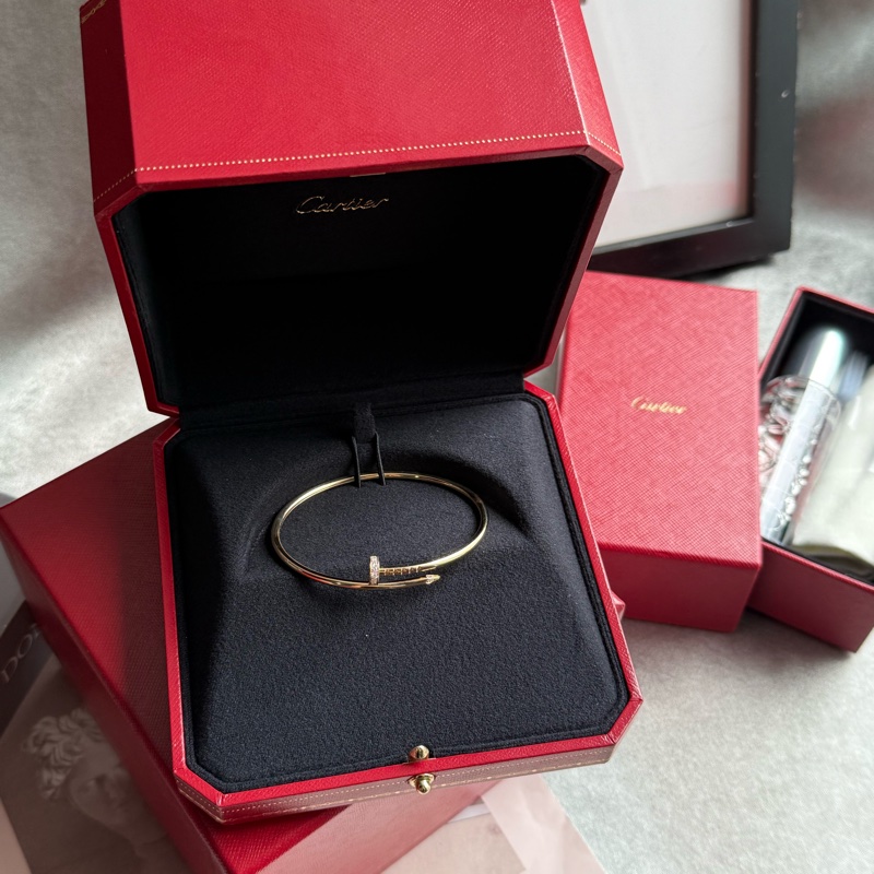 Cartier Juste un Clou 18K 金及鑽石螺釘造型小款手環(金色)-0