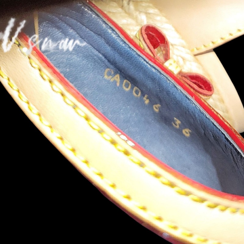 Louis vuitton 藍色丹寧緹花布楔形跟鞋-14