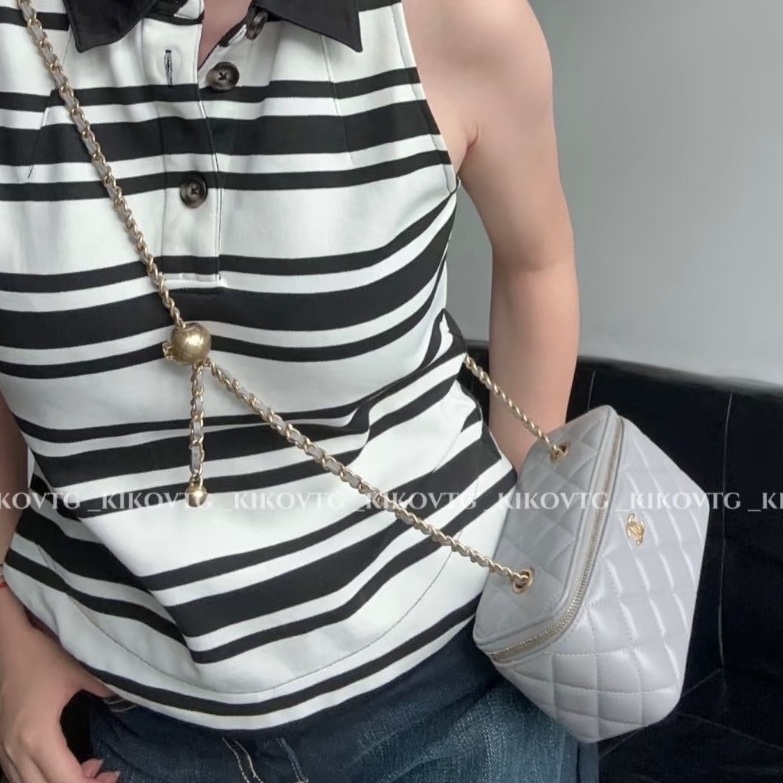 莉亞精品♡Chanel AP2303 金球長盒子 灰藍色 近新閒置品-1