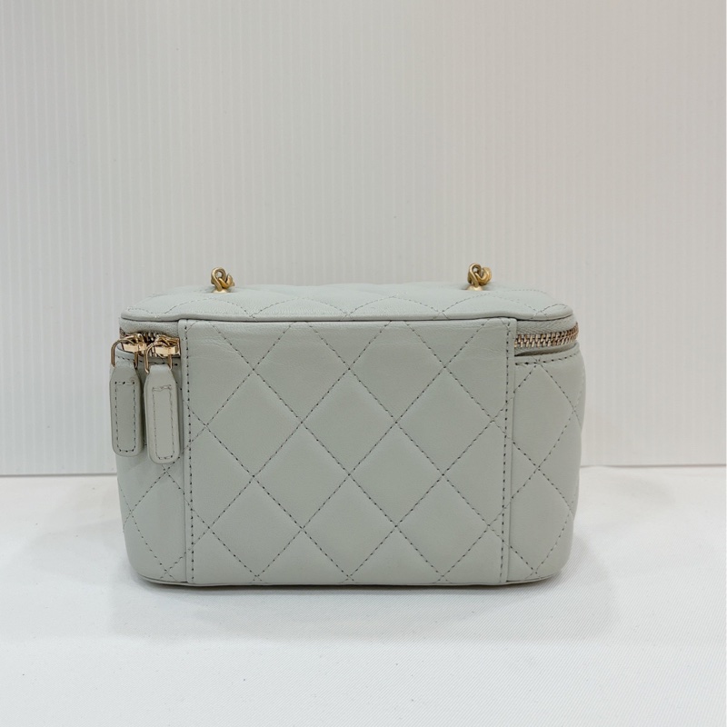 莉亞精品♡Chanel AP2303 金球長盒子 灰藍色 近新閒置品-3