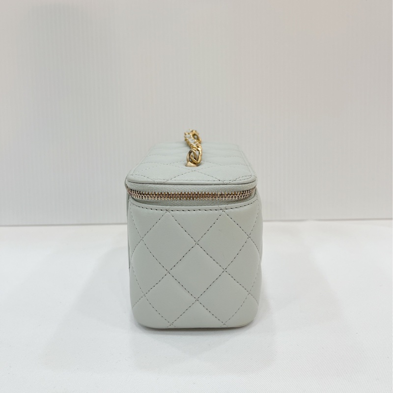 莉亞精品♡Chanel AP2303 金球長盒子 灰藍色 近新閒置品-4