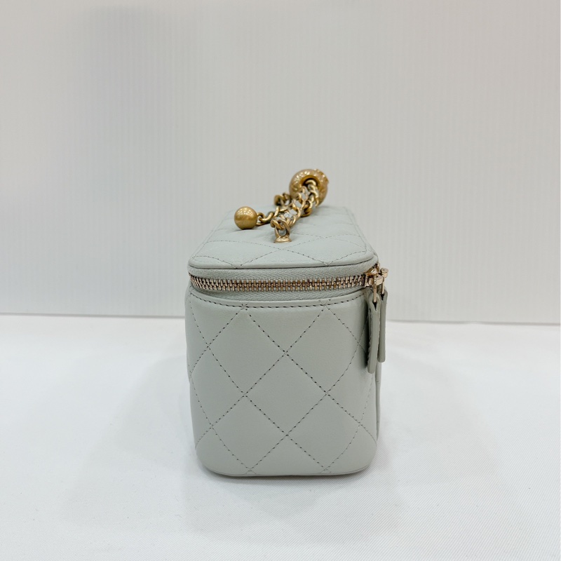 莉亞精品♡Chanel AP2303 金球長盒子 灰藍色 近新閒置品-5