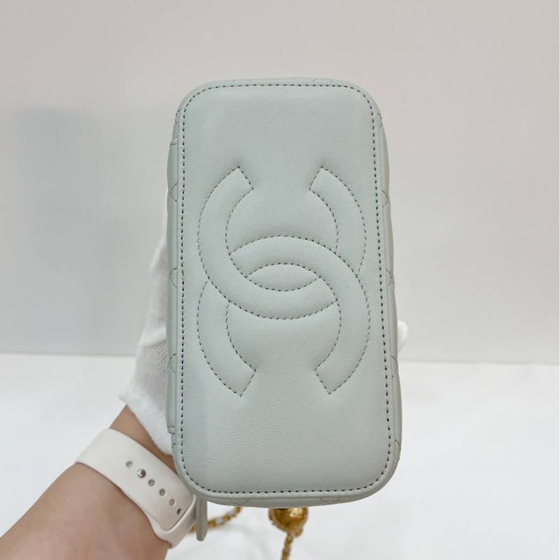 莉亞精品♡Chanel AP2303 金球長盒子 灰藍色 近新閒置品-6