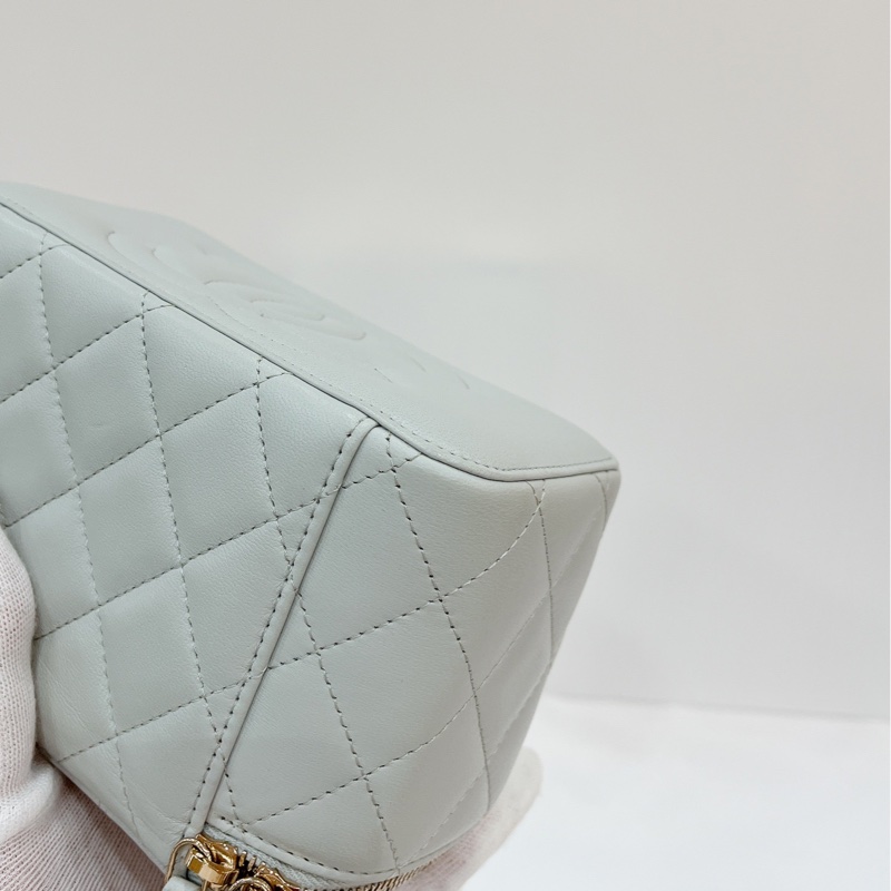 莉亞精品♡Chanel AP2303 金球長盒子 灰藍色 近新閒置品-8