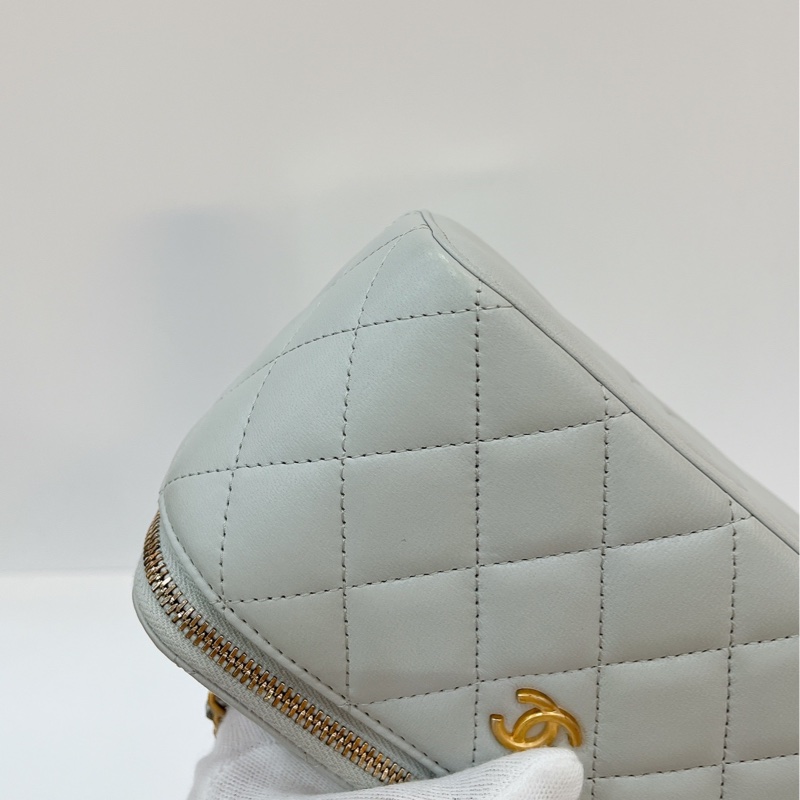 莉亞精品♡Chanel AP2303 金球長盒子 灰藍色 近新閒置品-9