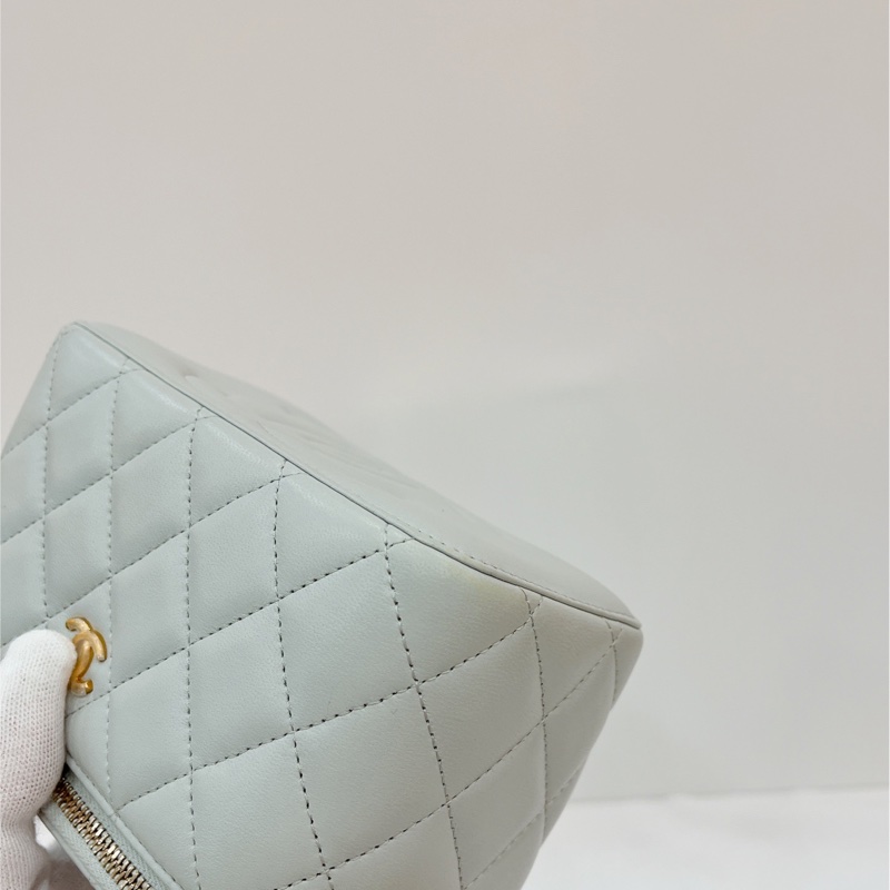 莉亞精品♡Chanel AP2303 金球長盒子 灰藍色 近新閒置品-10