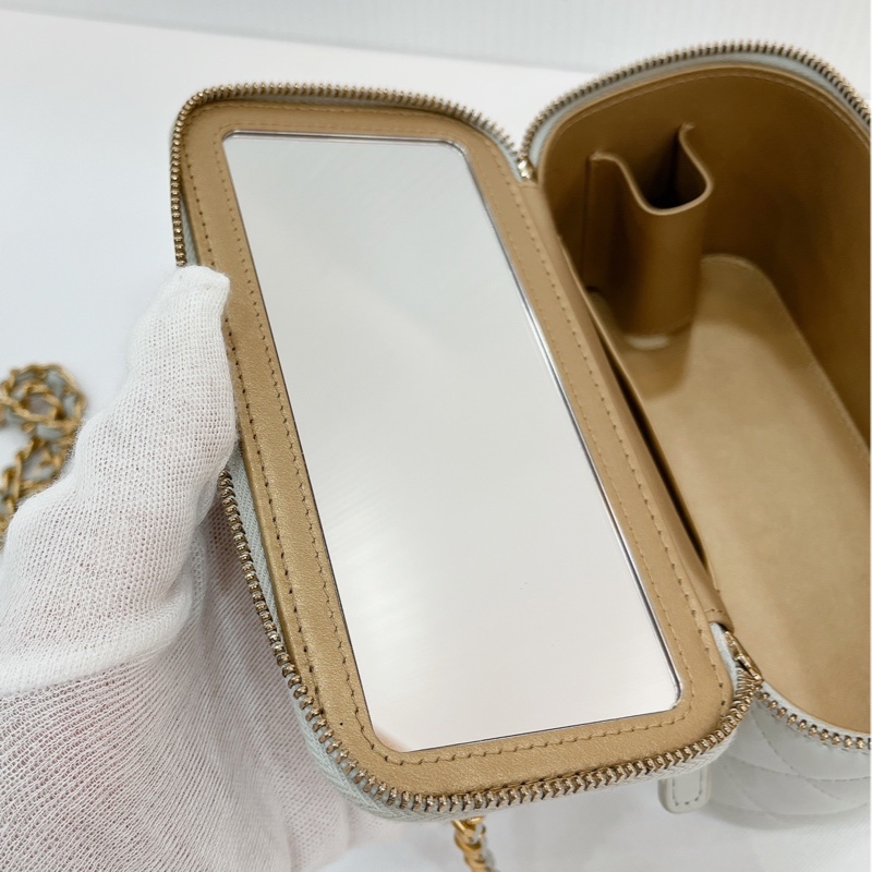 莉亞精品♡Chanel AP2303 金球長盒子 灰藍色 近新閒置品-12