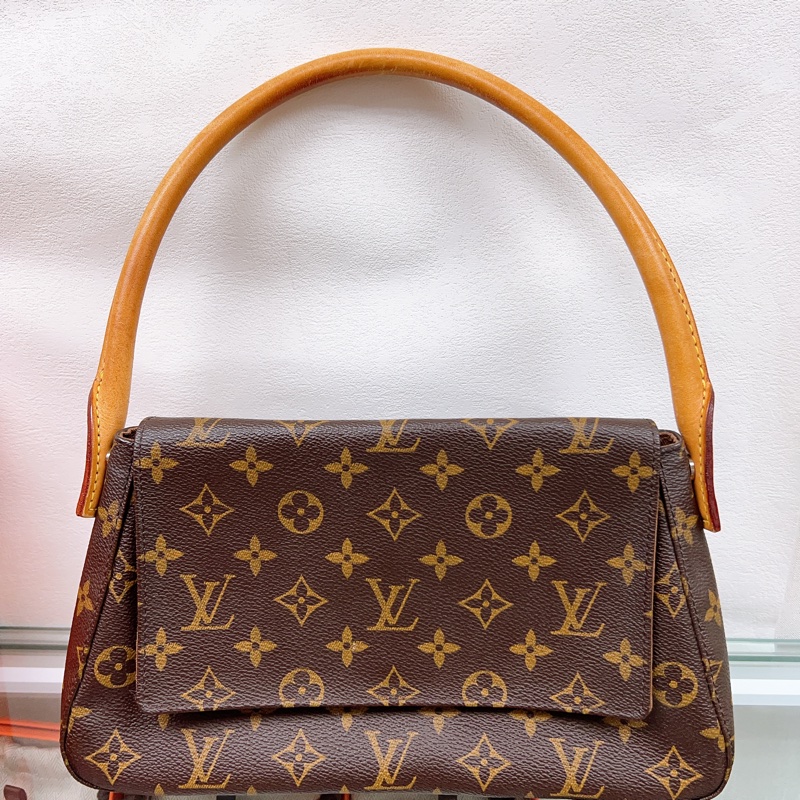 Lv looping 啡色老花腋下包/肩背包-0