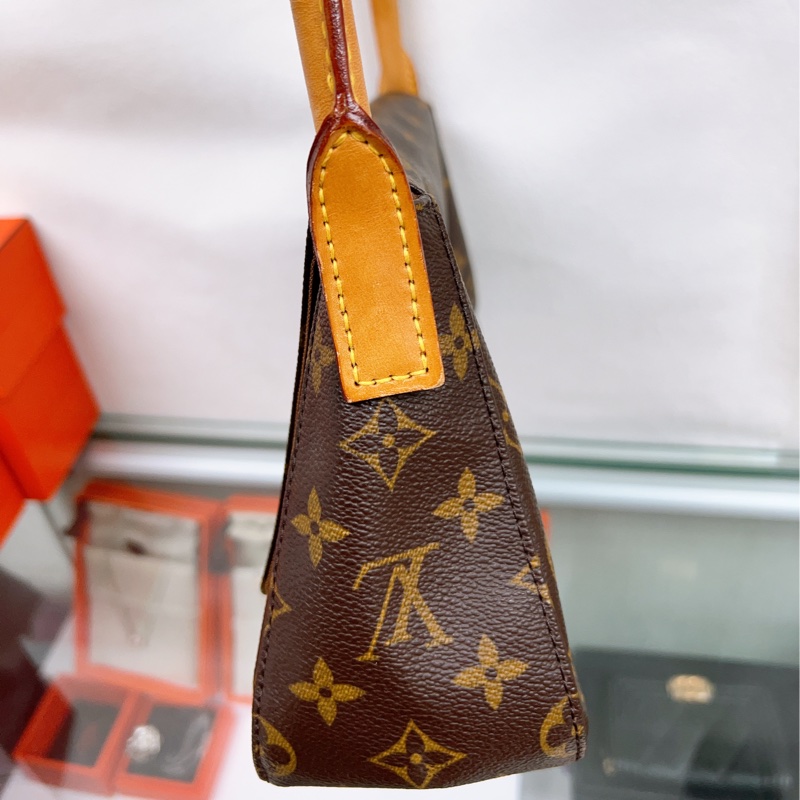 Lv looping 啡色老花腋下包/肩背包-4