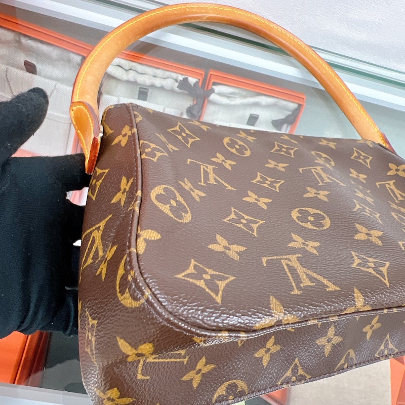 Lv looping 啡色老花腋下包/肩背包-9
