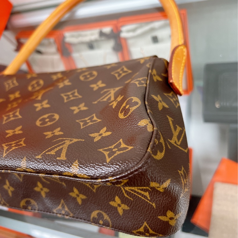 Lv looping 啡色老花腋下包/肩背包-10