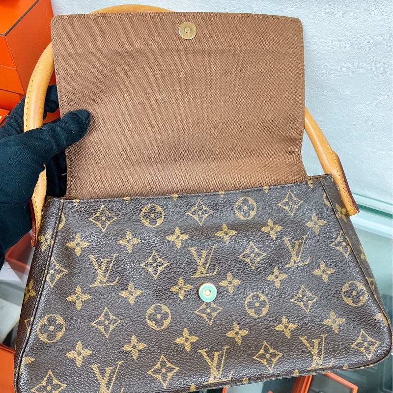 Lv looping 啡色老花腋下包/肩背包-11