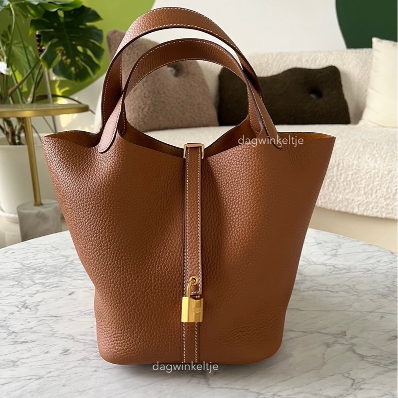 愛馬仕 Hermès picotin 22 金棕/金釦-0