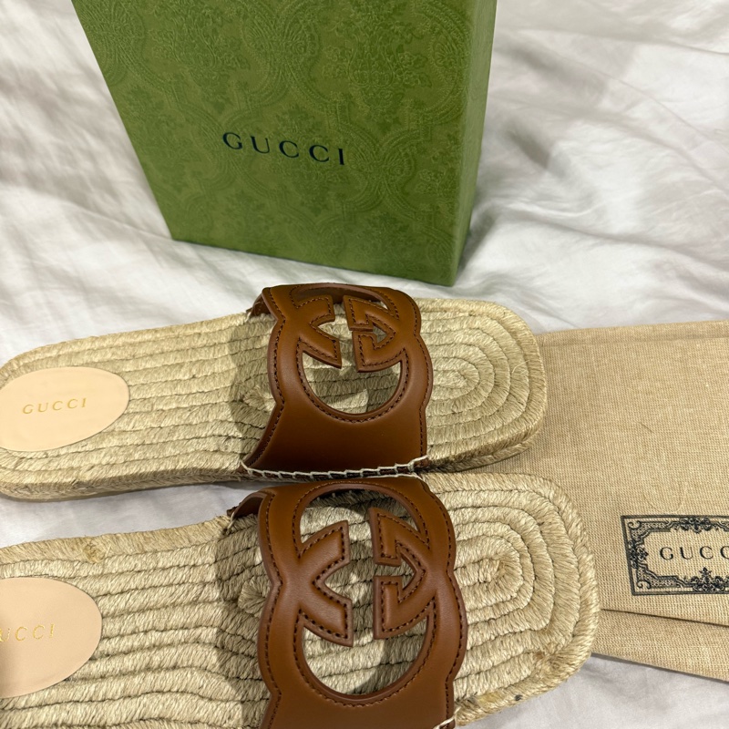 GUCCI皮革草編鞋-9