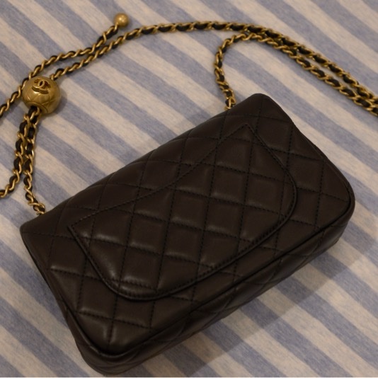 Chanel 黑色金球口蓋包 20cm flap bag 晶片款 有購證-8
