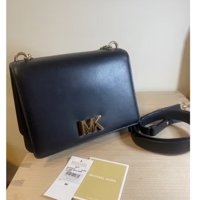 近新-MK旋轉扣鏈條側肩背風琴包方包(黑)-10