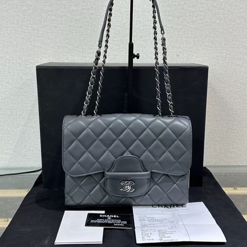 🈶購證 #99新閒置 #全配 香奈兒Cf25灰銀風琴郵差包🉑斜挎/肩背