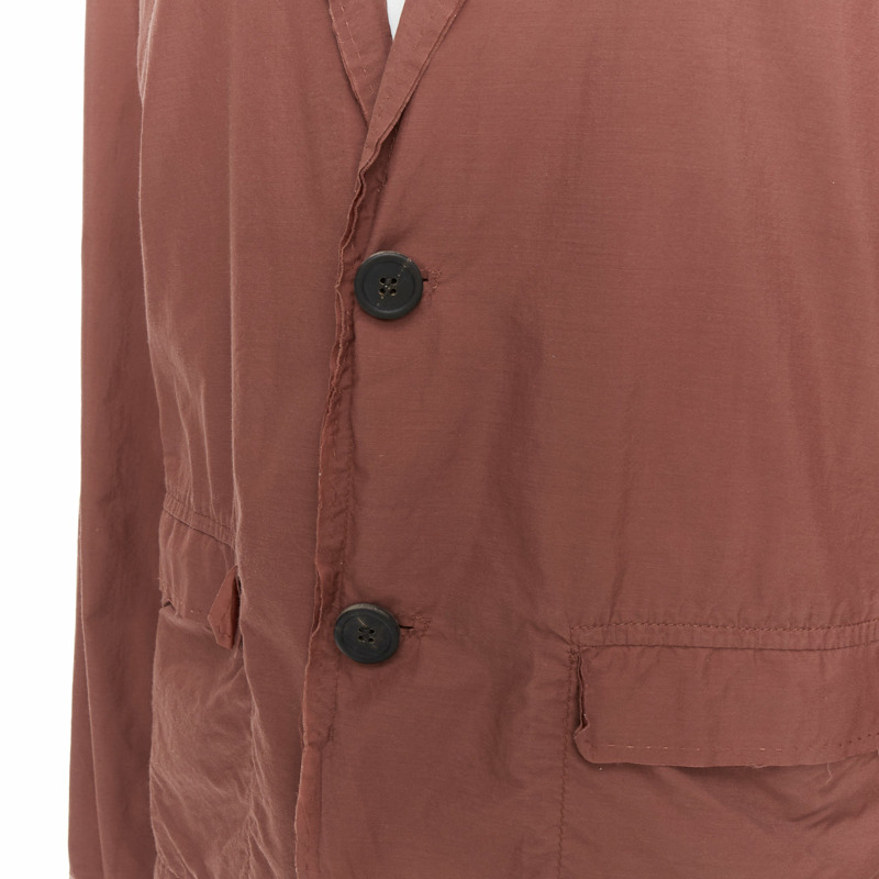 LANVIN Alber Elbaz brick red nylon cotton raw edge relaxed blazer US40 L-1