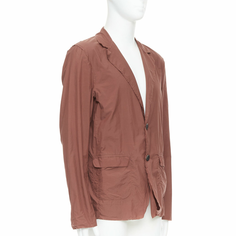LANVIN Alber Elbaz brick red nylon cotton raw edge relaxed blazer US40 L-2