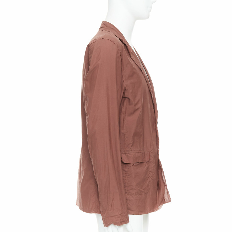 LANVIN Alber Elbaz brick red nylon cotton raw edge relaxed blazer US40 L-3