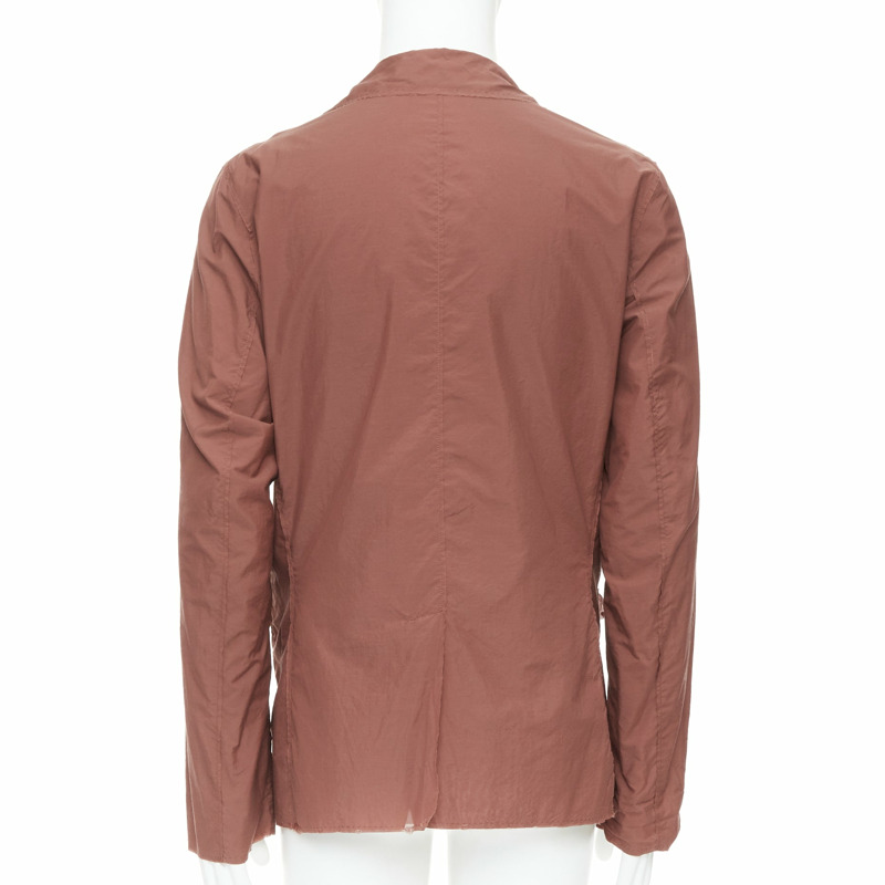 LANVIN Alber Elbaz brick red nylon cotton raw edge relaxed blazer US40 L-4