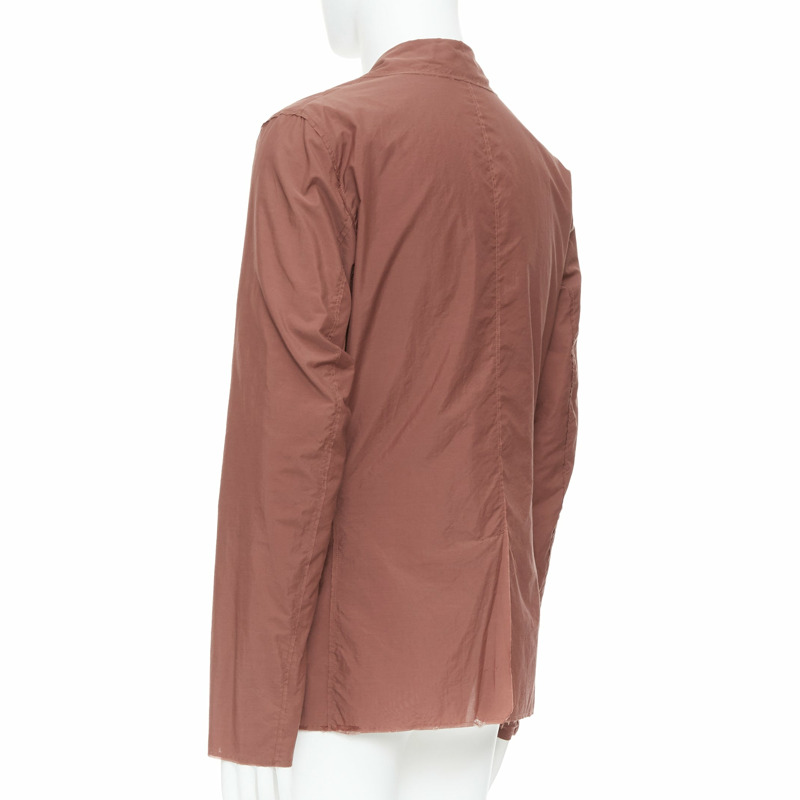 LANVIN Alber Elbaz brick red nylon cotton raw edge relaxed blazer US40 L-5
