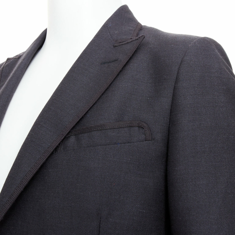 GUCCI Alessandro Michele grey wool mohair dual bronze tiger button blazer IT52 XL-6
