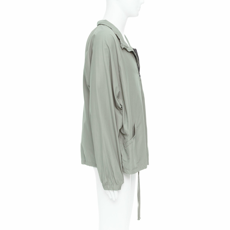 FEAR OF GOD ESSENTIALS khaki cotton nylon half zip logo pullover L-3