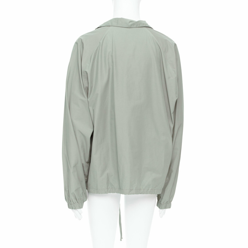 FEAR OF GOD ESSENTIALS khaki cotton nylon half zip logo pullover L-4