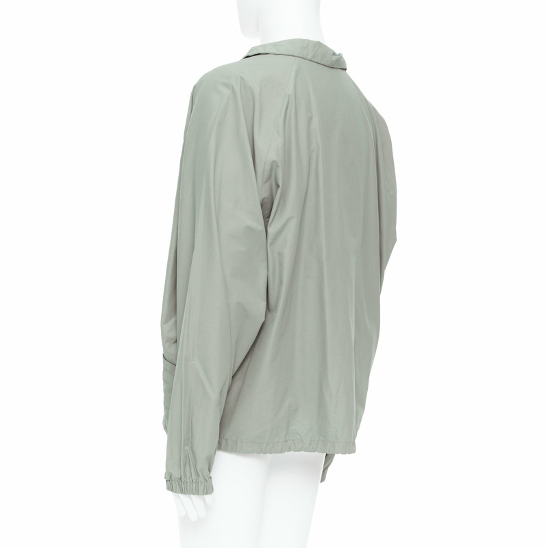 FEAR OF GOD ESSENTIALS khaki cotton nylon half zip logo pullover L-5