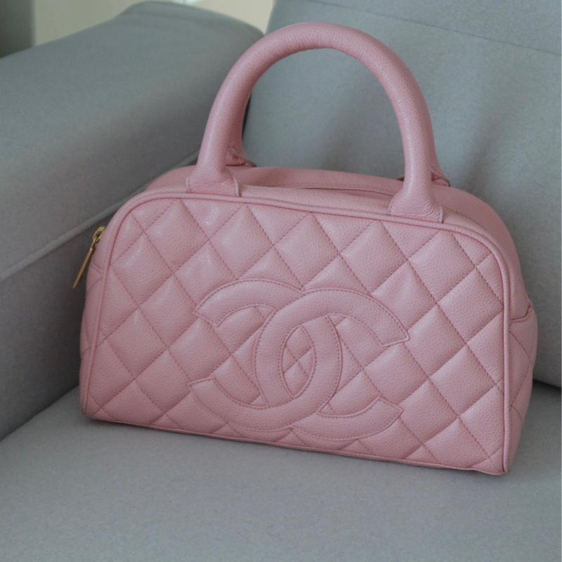 香奈兒 Chanel 保齡球包 中古 粉色-1