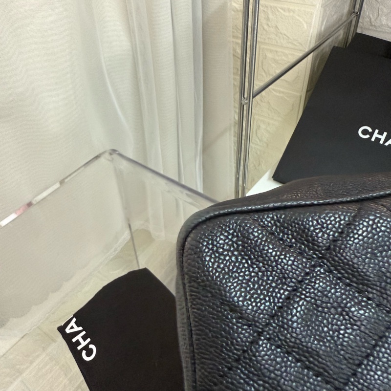 Chanel 荔枝紋黑銀 2.55 扣鏈條包 15 開卡帶塵袋-19