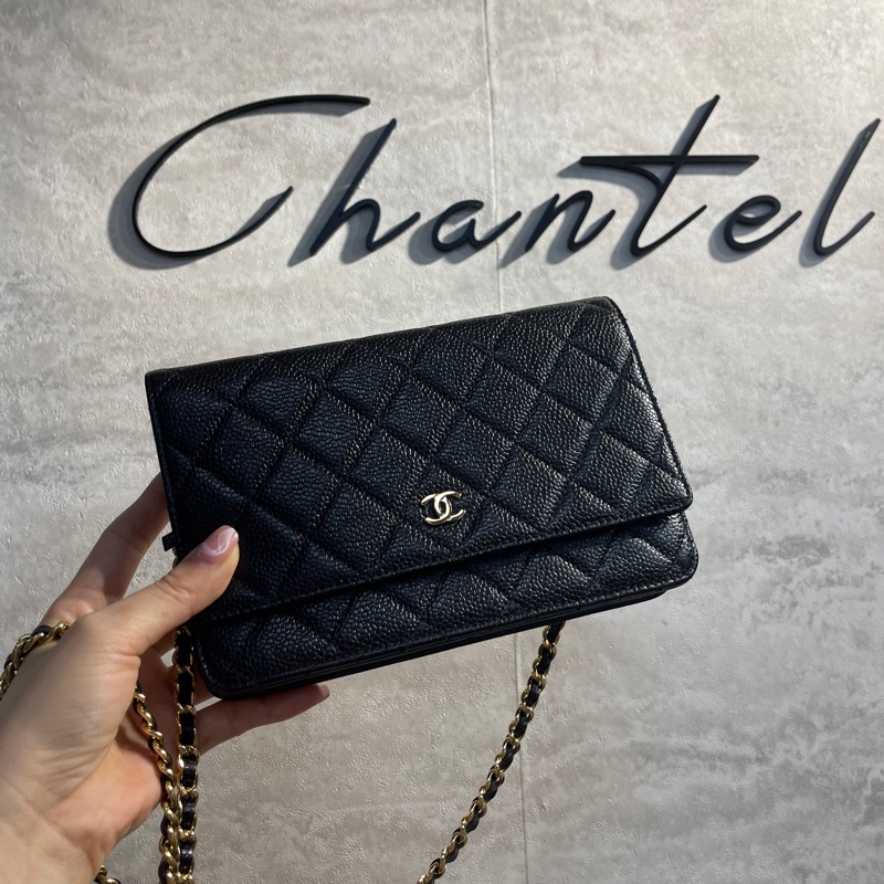 💗香緹國際精品💗 Chanel 黑金荔枝牛皮woc 閒置品-0