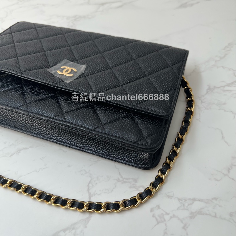 💗香緹國際精品💗 Chanel 黑金荔枝牛皮woc 閒置品-3
