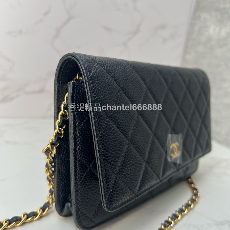 💗香緹國際精品💗 Chanel 黑金荔枝牛皮woc 閒置品-6