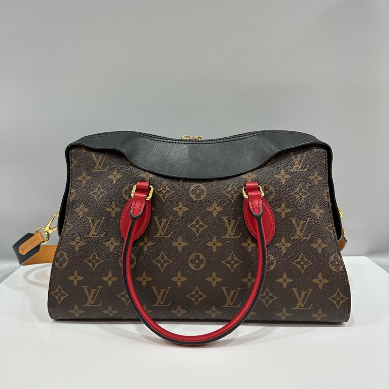 LV M41454 Tuileries 老花紅黑牛皮 手提肩背兩用包-2