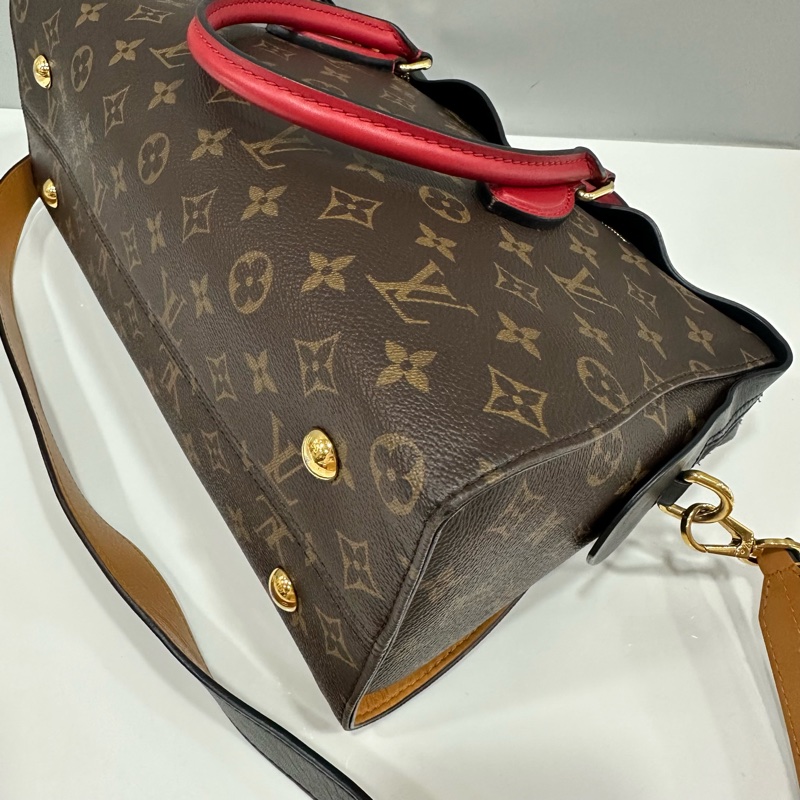 LV M41454 Tuileries 老花紅黑牛皮 手提肩背兩用包-6